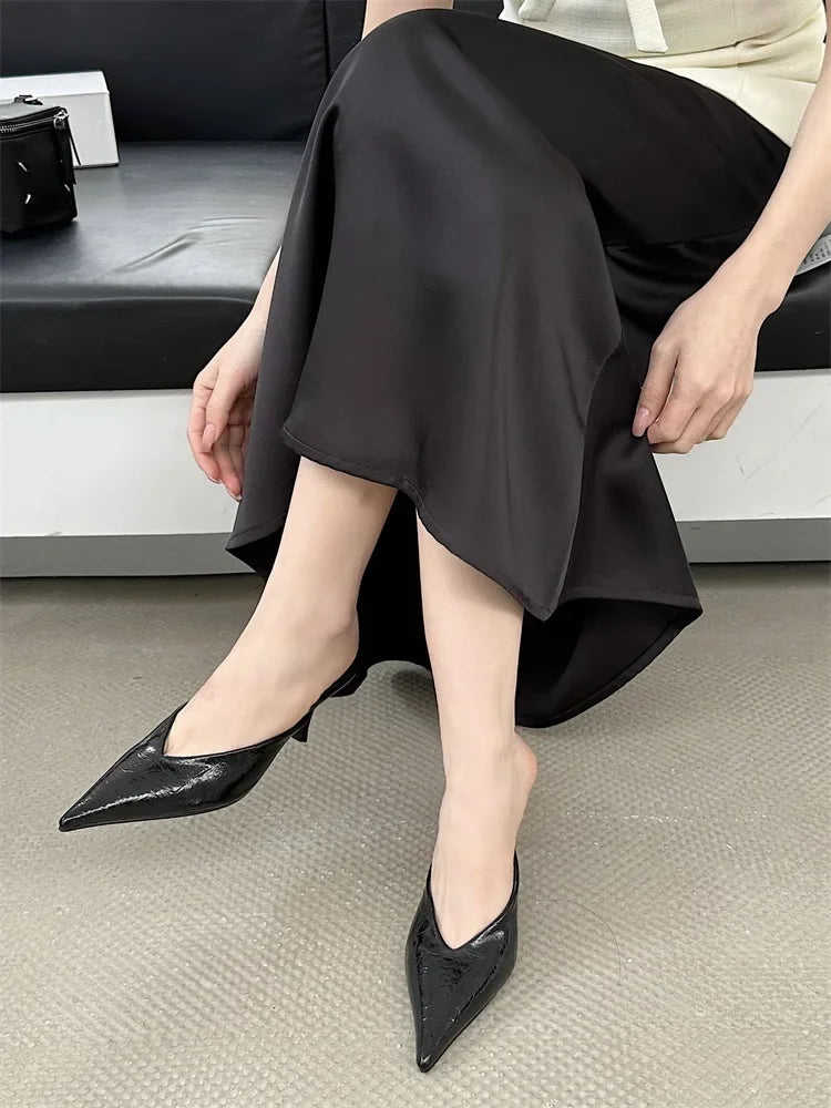 Eilyken Sexy Elegant Shallow Pointed Toe Mule Women Slippers Pumps Fashion Thin High Heels Stripper Dress Ladies Shoes