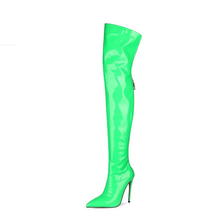 11CM Elastic Thigh Boots Sexy Stiletto High Heels Women Over-the-Knee Boots Pointed Toe Strippers Ladies Shoes Pole Dancing Boot