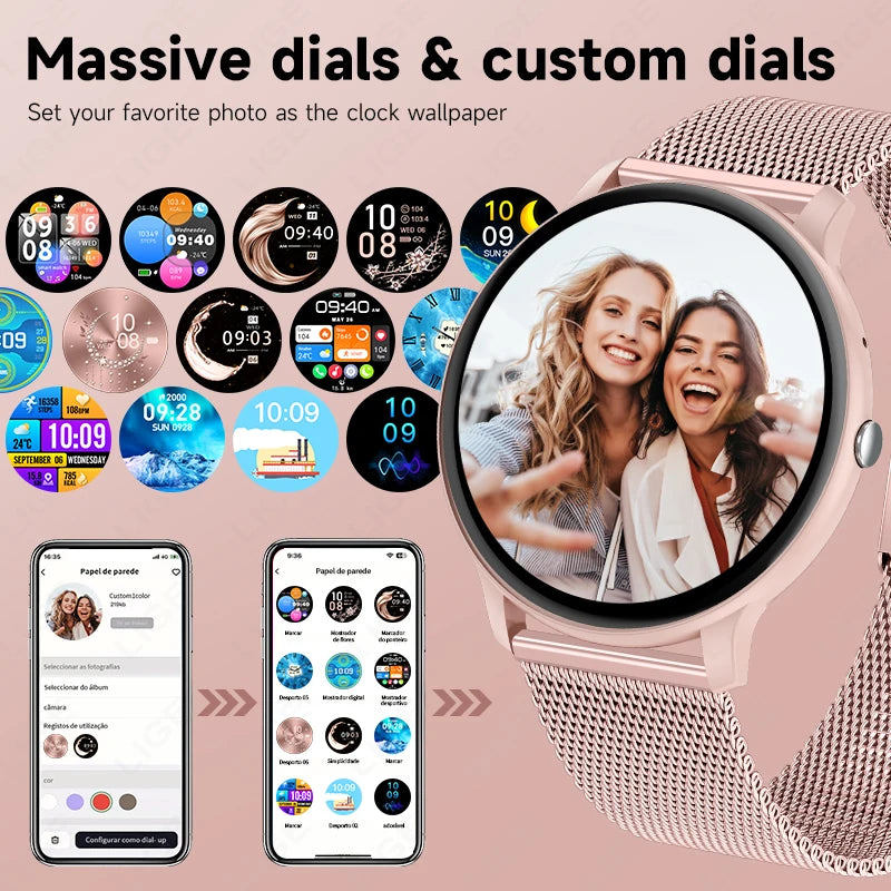 LIGE Women's SmartWatch Blood Oxygen Monitor Sports Fitness Tracker Bluetooth Call Al Voice Assistant Watches For Android IOS
