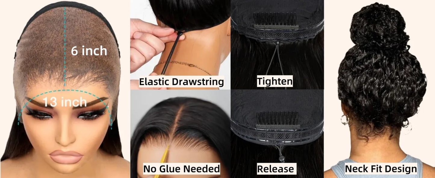 Deep Wave 13x6 HD Glueless Wear And Go Wigs 100% Human Hair For Women 250% Water Wave Curly Lace Front human hair Wig On Sale