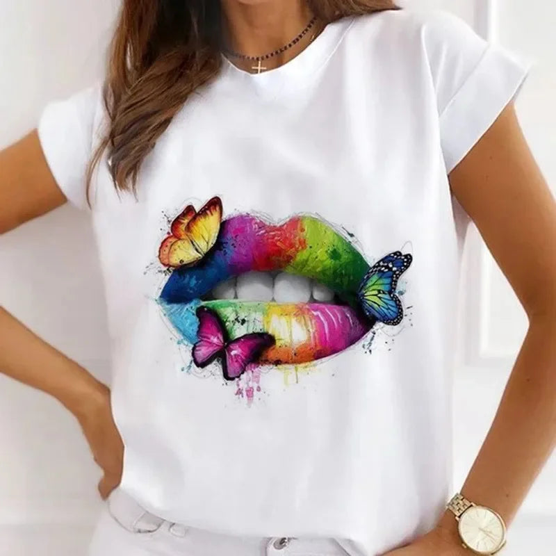 African Women's New Fashion City Girl Half Sleeve Basic Cute Clothes T-shirt Graphic T Shirts Y2k Tops Harajuku Vintage Tee