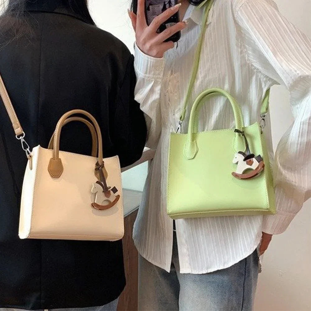 1Pc Cute PU Cartoon Pony Bag Charm for Women Teen Girls Animal Keychain Fashion Accessories DIY Gift for College Students