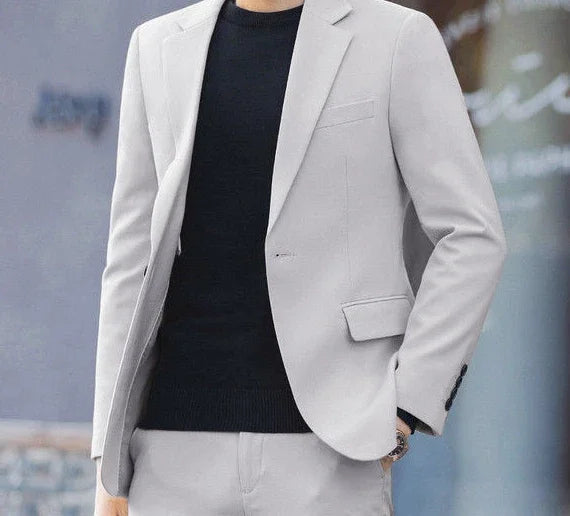 2 Piece Outfit Set Male High Quality 2025 Solid Color Slim Fit Full Men's Suits and Blazers Fashion Pants Luxury Elegant Classic