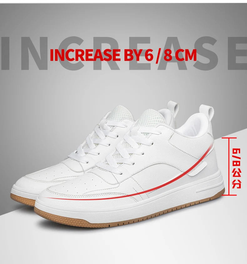Men Genuine Leather Casual Shoes Men Sneakers Men Skateboard Shoes Comfortable Platform Male Footwear Height Increase Insole 6-8