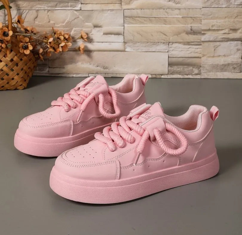 Thick-Soled Sneakers for Women 2025 Fall New Fashion Versatile Heightening Bread Shoes Casual Platform Women's Vulcanize Shoes