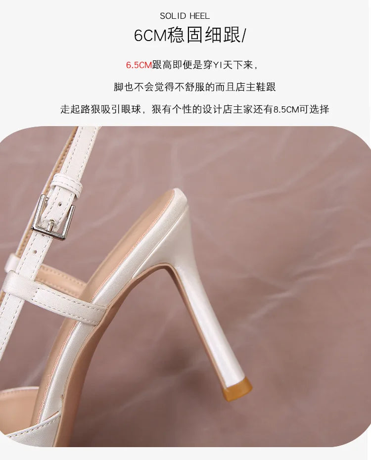 Female Wedding Shoes Summer New Pointed Toe Stiletto Sandals White Bridesmaid High Heels 6.5/8.5CM Pumps Women Chaussures Femme