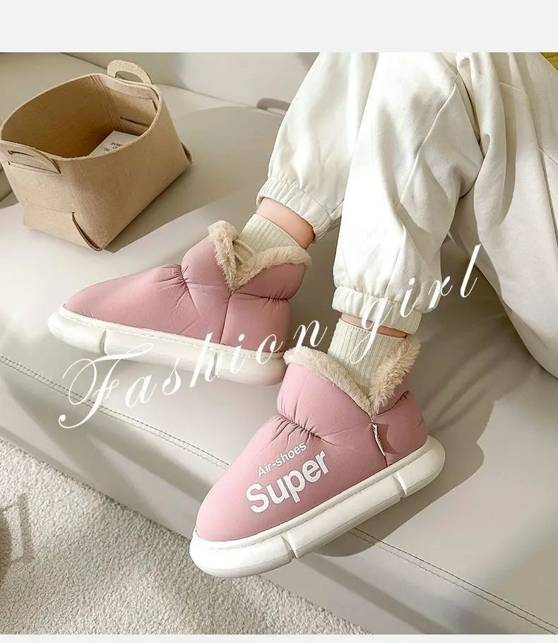 Winter Plush Men Cotton Shoes Warm Plush Men House Slippers Outdoor Soft Non Slip Women's Shoes Casual Furry Men Shoes