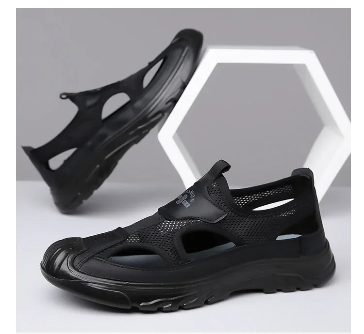 Sandals Breathable Men Shoes Mesh Outdoor Men Hollow Sandals Antiskid Beach Sandals Flats Footwear Zapatillas Hombre 2025