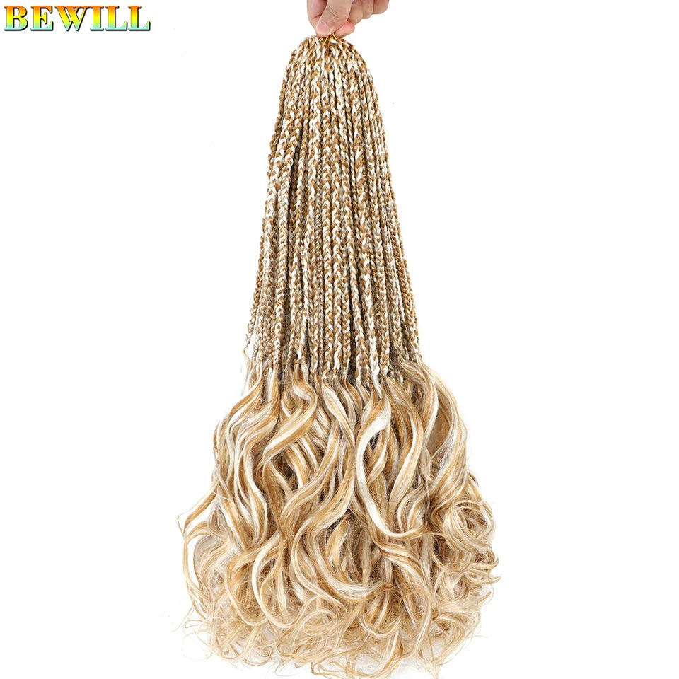 14 18 24 Inch French Curl Crochet Braids Boho Goddess French Curl Box Braids Crochet Hair Synthetic French Curly Braiding Hair