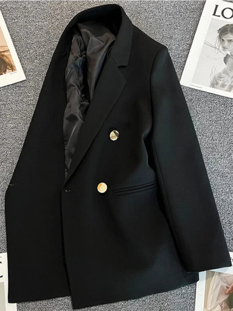 Women Blazer Luxury Double Breasted Jacket Korean Style 2025 Spring