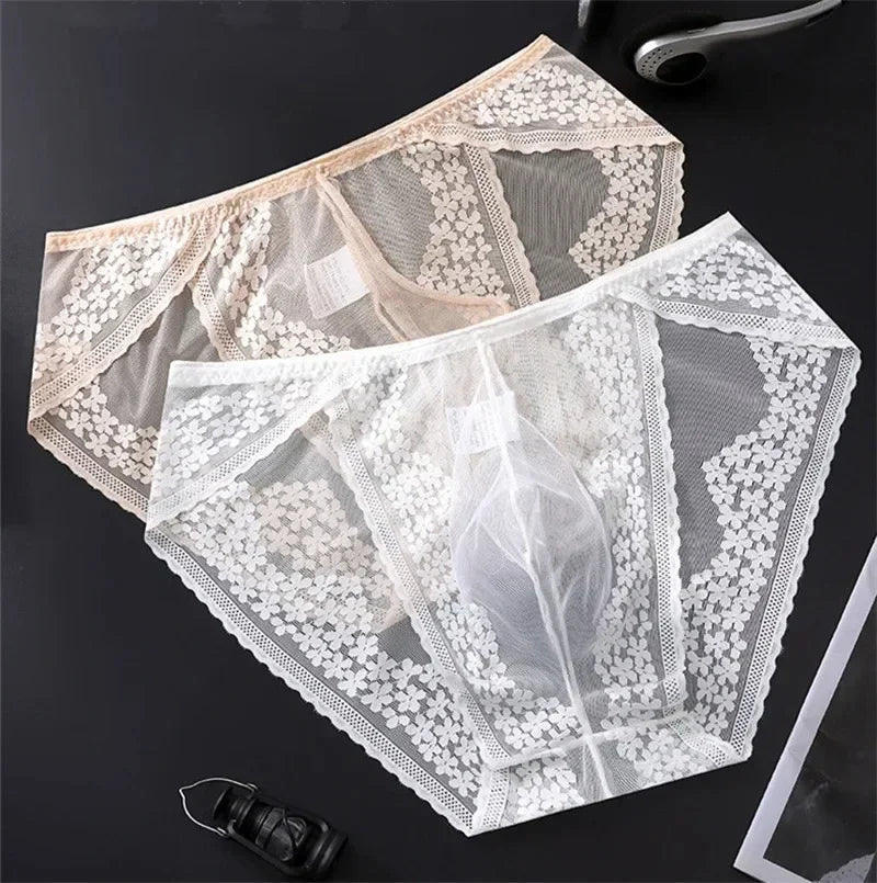 Lace Men's Underwear Ice Silk Calzoncillos Hombre 3D Convex Bag Adults 18 Plus Size Sexy Lingeries for Man Tangas Japonesa New