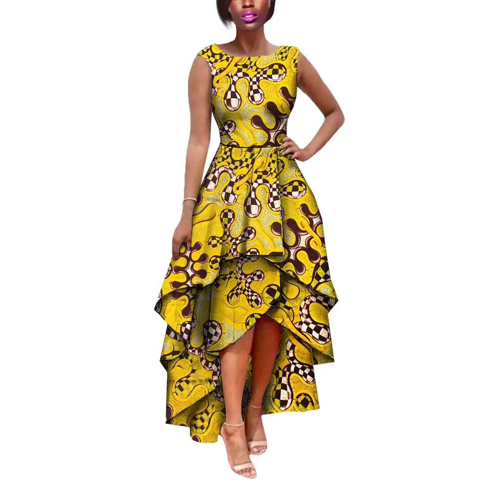Hot African Women's AFRIPRIDE Private Sleeveless Pleated Party Dress Cotton Women's Dresses A722582