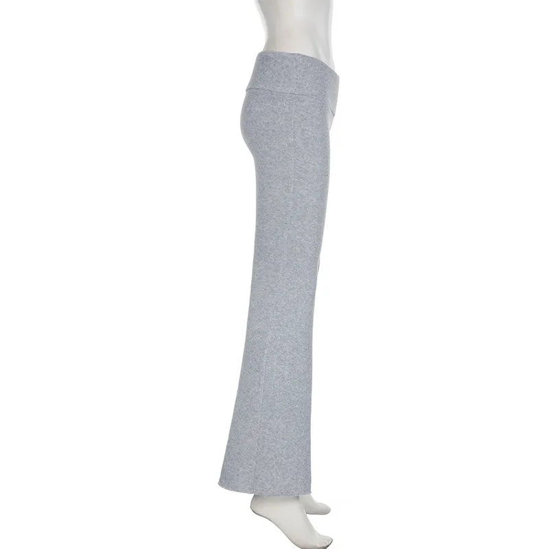 2025 Slim Low Waist Casual Sweatpants For Women Solid Simple Basic Flared Pants Sports Jogging Trousers