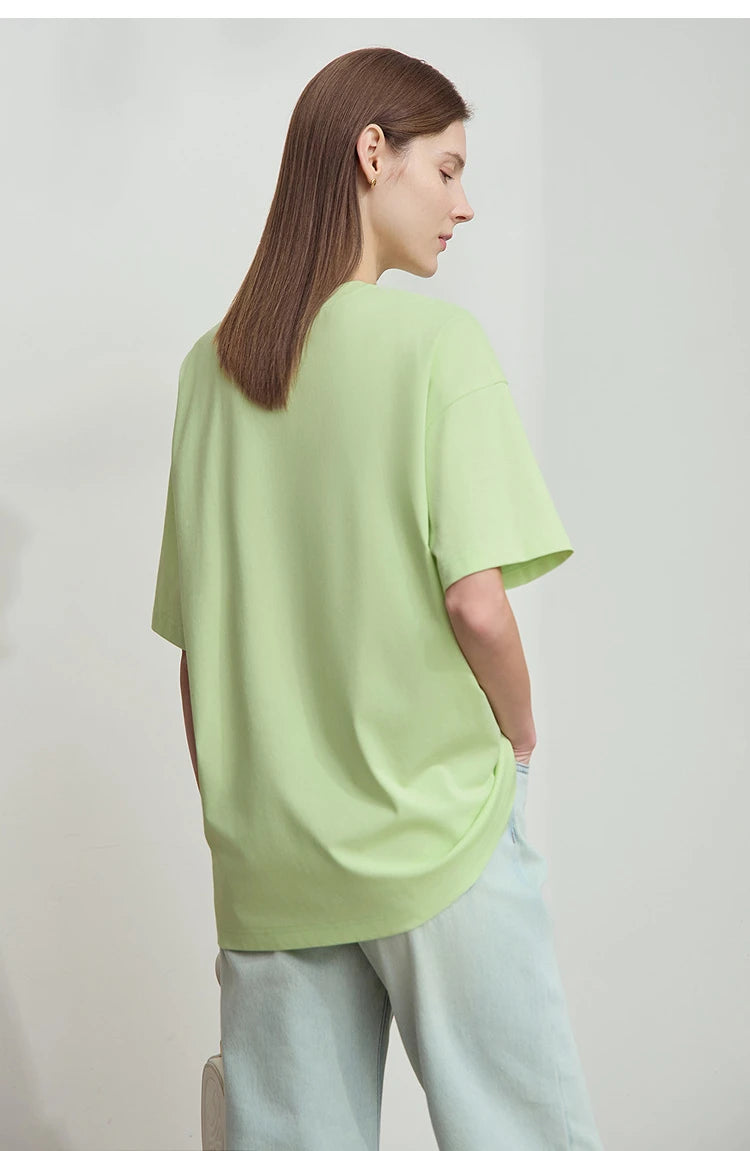 AMII Summer Casual T-shirt for Women 2025 Print Round Neck Short Sleeve Shirts Lady Fashion New Loose Clothes Woman 12522007