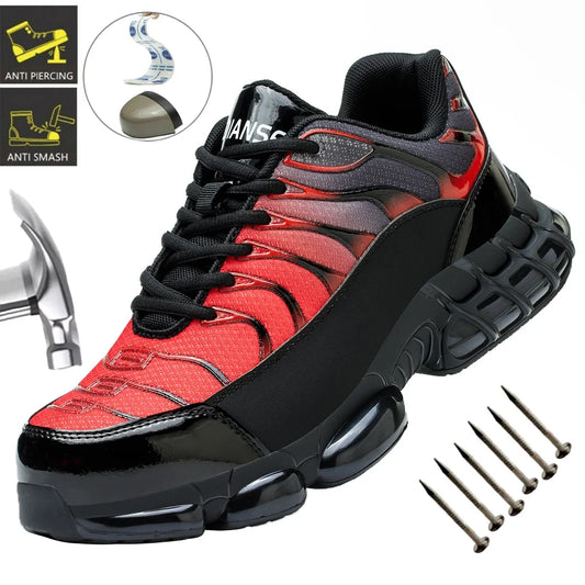 Air Cushion Steel Toe Work Safety Shoes Men Women Non Slip Sneakers Anti-Smash Puncture Proof Security Breathable Shoes Unisex