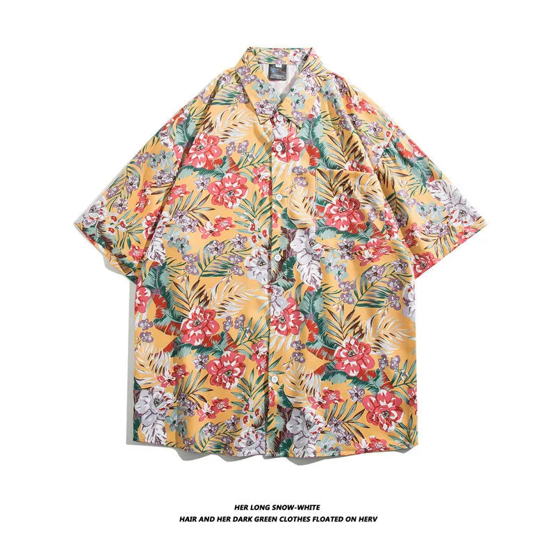 Men's Hawaiian Polyester Summer Short Sleeve Shirt Tropical Leaf 3D Pattern Printing Beach Male Shirts Casual Blouse For Men