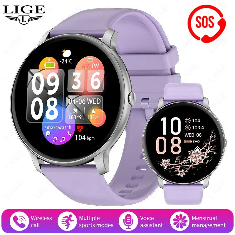 LIGE Women's SmartWatch Blood Oxygen Monitor Sports Fitness Tracker Bluetooth Call Al Voice Assistant Watches For Android IOS