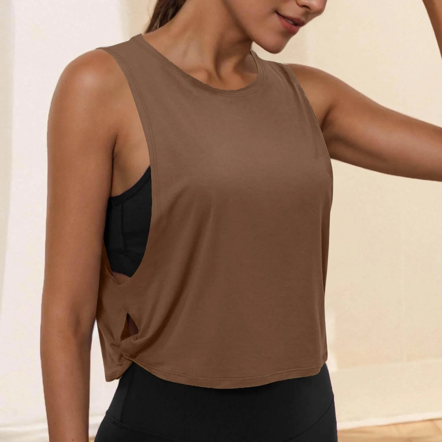 Women Sleeveless Yoga Top Breathable Gym Vest Tank Crop Top Running Tee