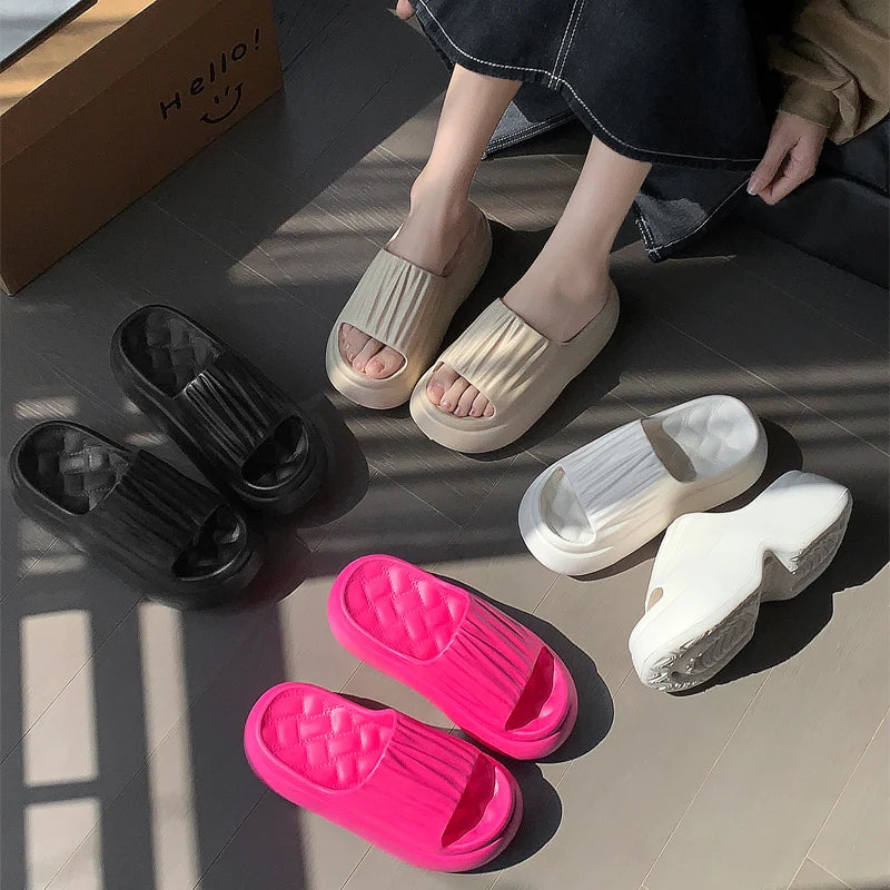 Thick Sole EVA Slippers for Women Fashion Home Platform Slippers for Summer Outwear Non Slip Elevated Sandals for Women