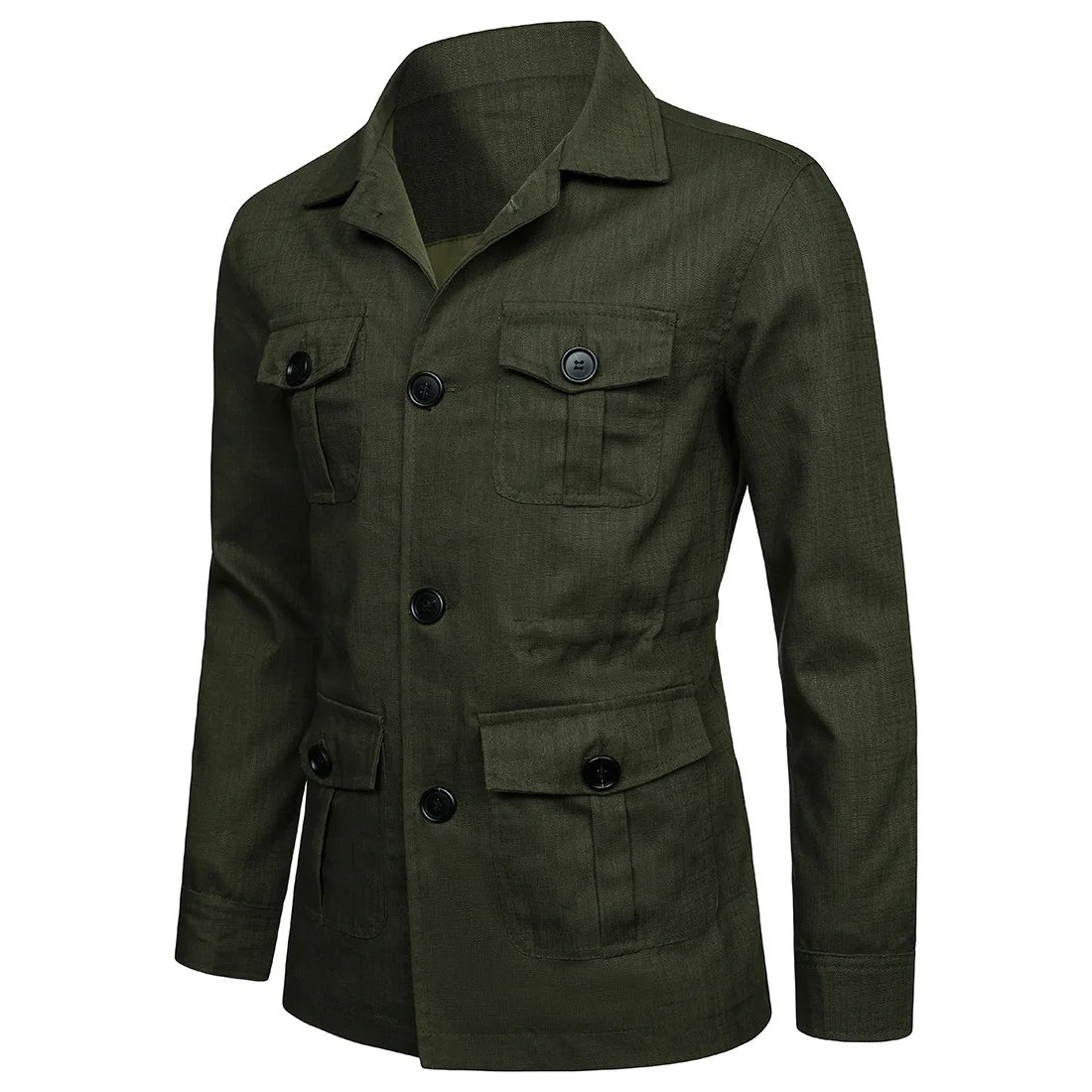 2026 British Style Men's Linen Safari Jackets Fashion Vintage Multi Pockets Cargo Jacket Streetwear Gentry Casual Outerwear Male