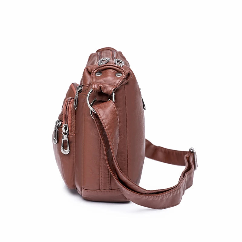 Women Bag 2023 New Fashion Middle-aged Handbag Multi-pocket Practical Messenger Vintage Shoulder Bag Hobos Trend Crossbody Pack