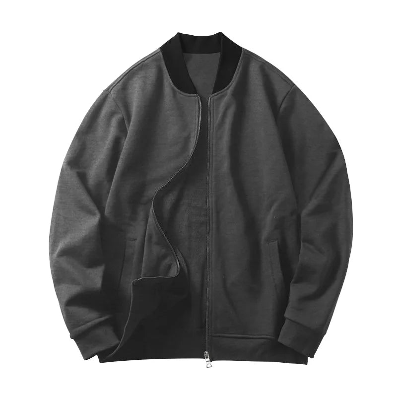 Autumn new solid color jacket men trendy shoulder design stand-up collar large size suit spring and fall fashion