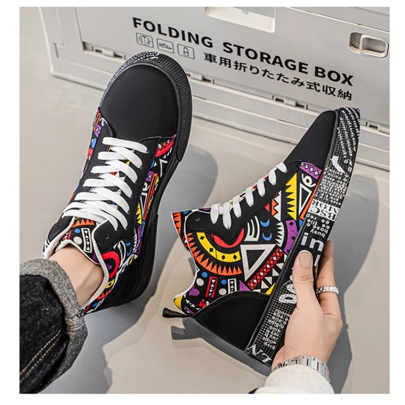 Mens Casual Sport Shoes 2026 Autumn Fashion Comfort Non Slip Casual Sneakers Platform Outdoor Running Shoes Graffiti Board Shoes
