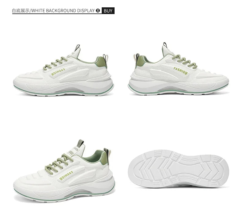 Summer 2026 Men's Thick Sole Sneakers Breathable Casual Running Shoes Streetwear Lightweight Trendy Footwear