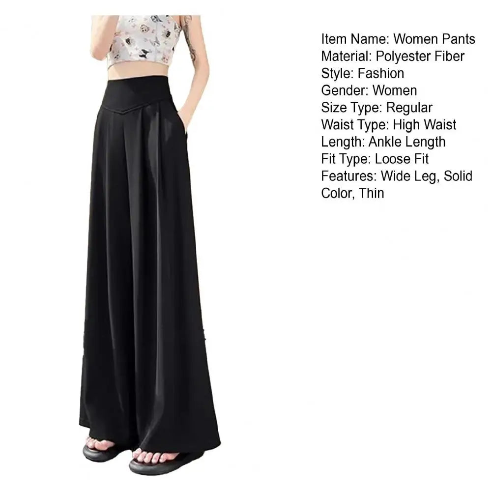 Large Wide Leg Pant Skirt For Women's Spring Summer Thin Pleated Suit Pants High Waist Drape Office Ladies Casual Dress Trousers
