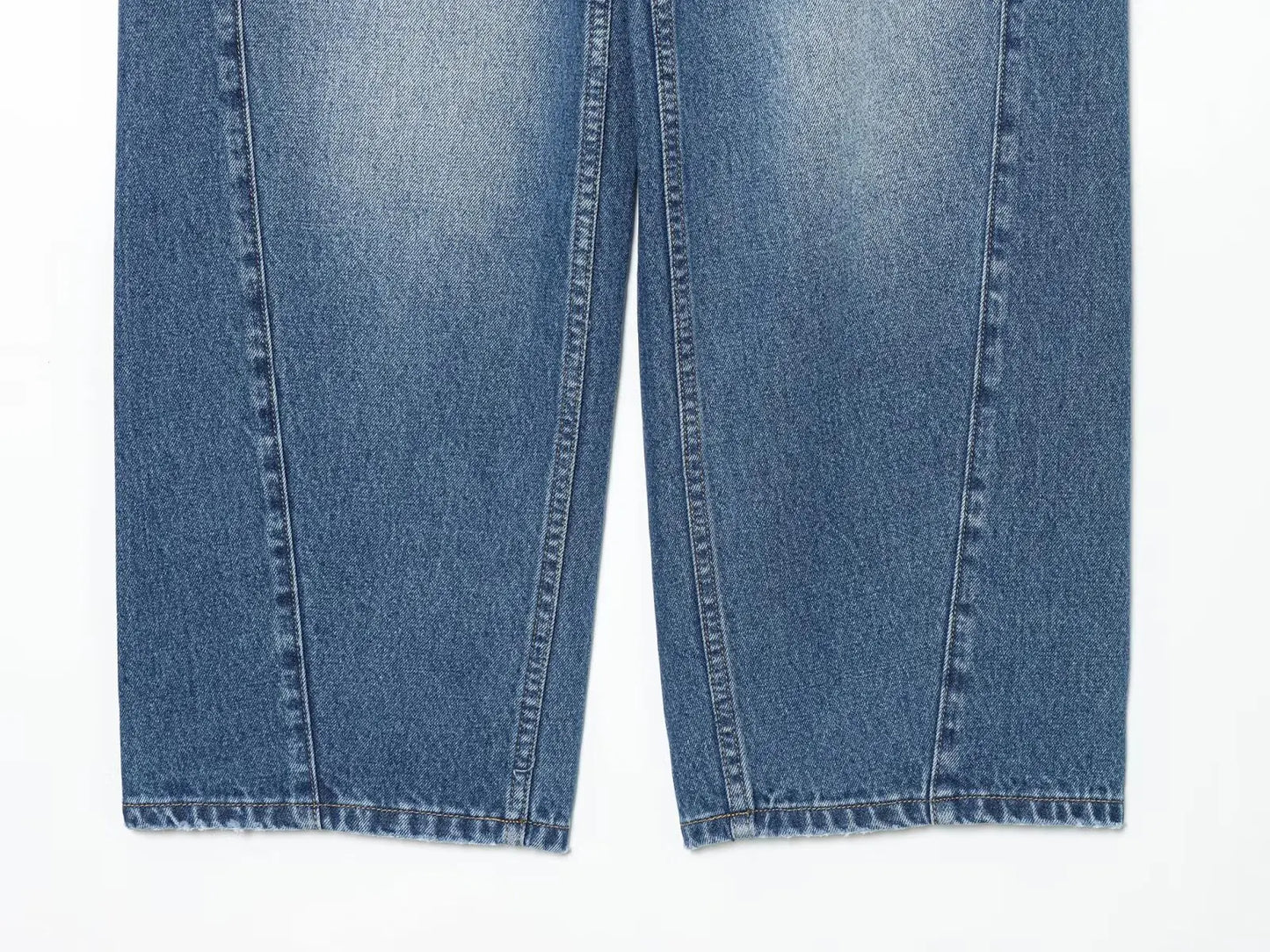 HH Women Fashion Baggy Straight Jeans Casual Loose Mid Waist Denim Pants Autumn Female High Street Chic Trousers Jeans