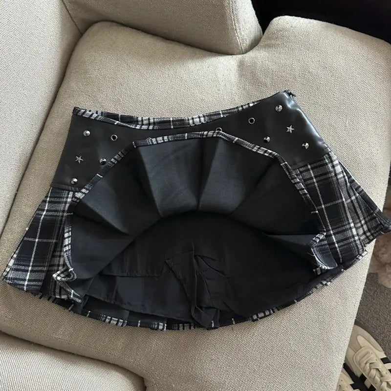 Spring Summer Korean Fashion Sexy Woman Skirt Y2k Aesthetic American Retro Mini Skirt PU Gothic Dark Style Skirts Woman Clothes