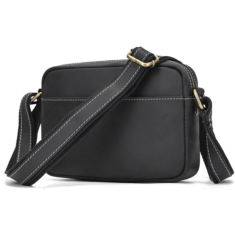 Crazy Horse Leather Messenger Bag Men's Leather Shoulder Bag For Mobile Phone Sling Bags For Men Woman Cross Body Bag