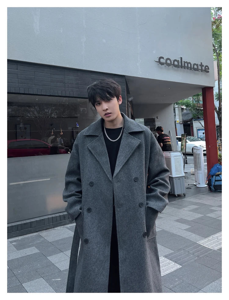 Long Coats Men chamarras para hombre Woolen Jackets winter coat men Trench Male Vintage Loose Heavy Jackets Men Leisure Overcoat