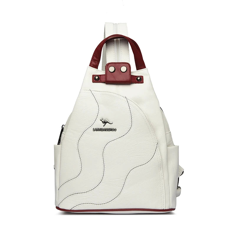 Women Leather Backpacks Zipper Female Chest Bag Travel Back Pack Ladies Bagpack Mochilas School Bags for Teenage Girls Sac A Dos
