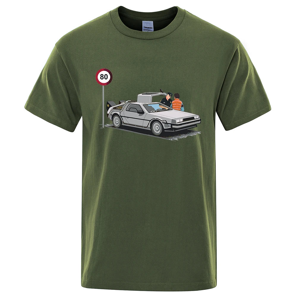I Was Caught Speeding Funny Printed T-Shirts Men Fashion Casual Short Sleeves Loose Oversized T Shirt Breathable Cotton Tees