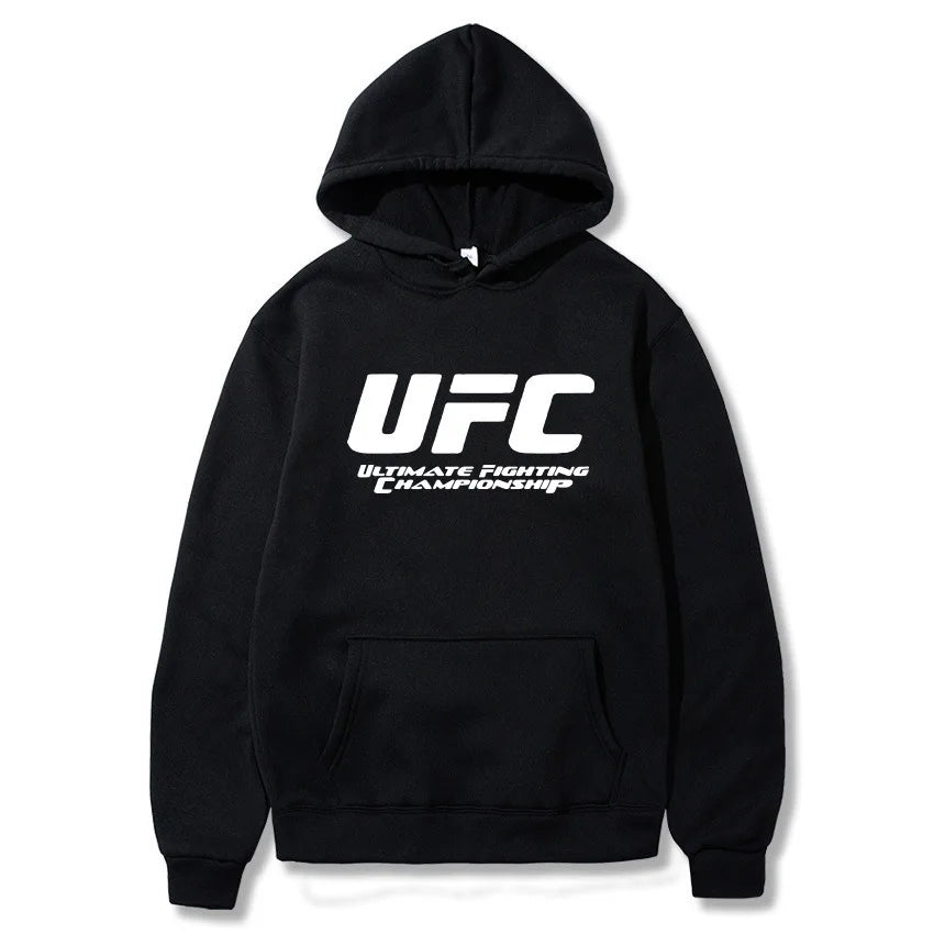 2026 New UFC Men's Hooded Sweatshirt Autumn Winter Polar Print Casual Sports Hooded Sweat BAZAARHUBO