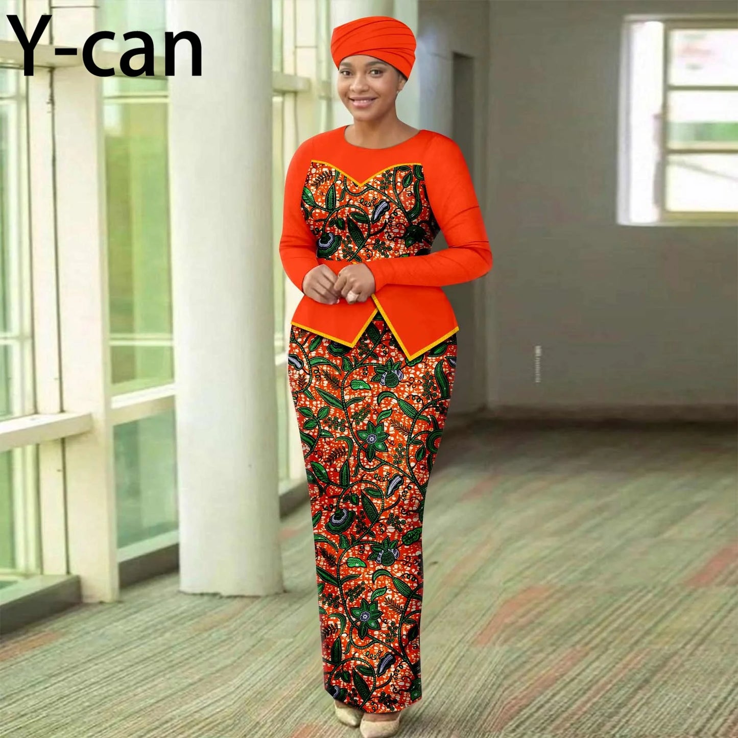 African Dresses for Women Elegant Patchwork Women Gown with Headscarf  Wedding Party African Style Ankara Print 2525050