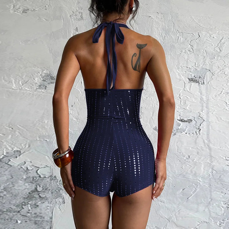 Sexy Club Women Black Style V-Neck Rompers Playsuits Bodysuit Sleeveless Streetwear Overalls Top Suit Summer Spring Jumpsuit