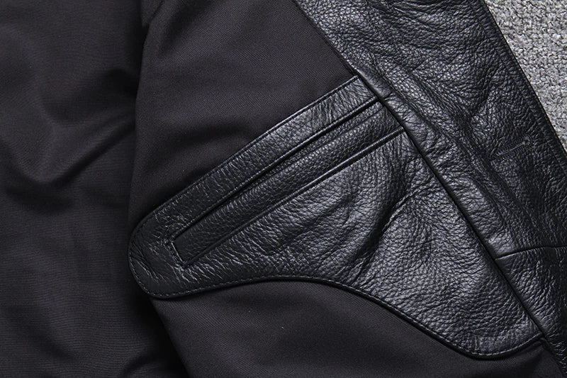 Long Jacket Men Genuine Leather Wind Coat Classic Black Plus Size Cowhide Jacket Casual Leather Cloth кожаная куртка мужская