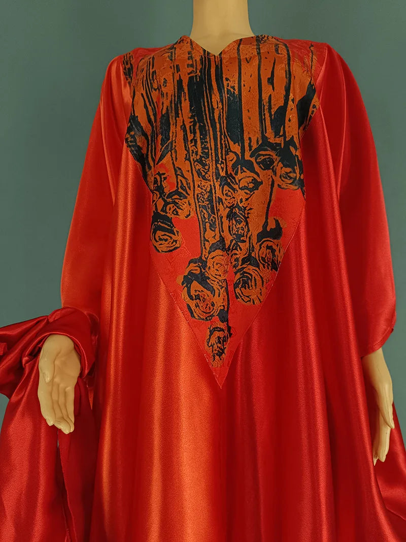 African Ethnic Style Long Dresses for Women 2026 Traditional Printed Patchwork Muslim Abayas Hijab Females Loose Robe Plus Size