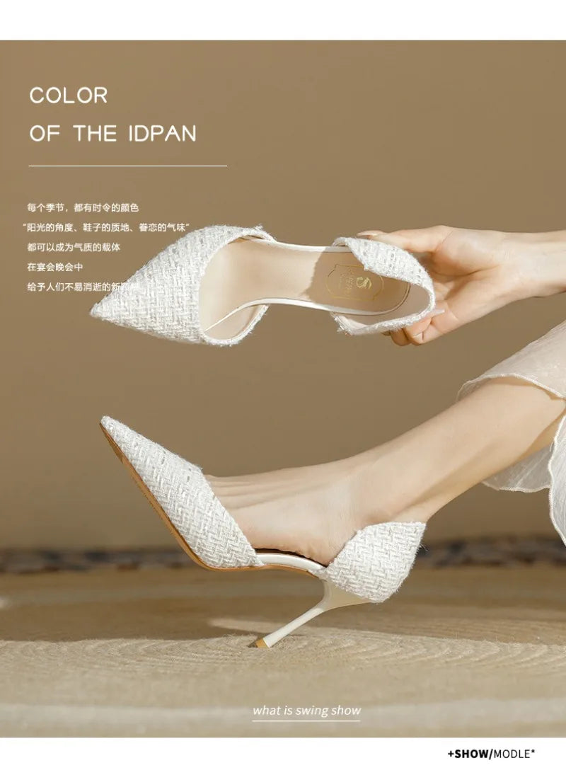 Women's Fashion High Heels Autumn New Thin Heel Pointed Temperament Simple Hollow Temperament Single Shoes