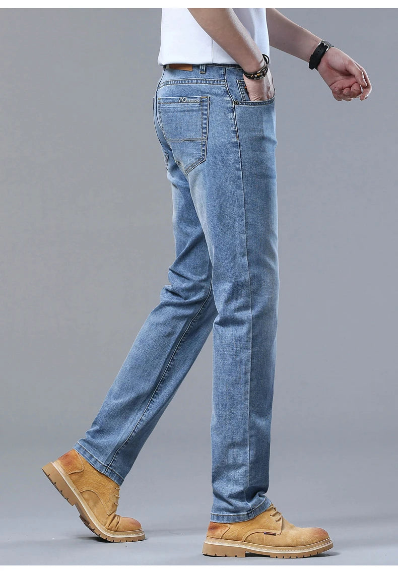2026 Thin or Thick Material Slim Fit Men's Luxury Classic Style Men Jeans Business Stretch Denim Male Trousers Clothing