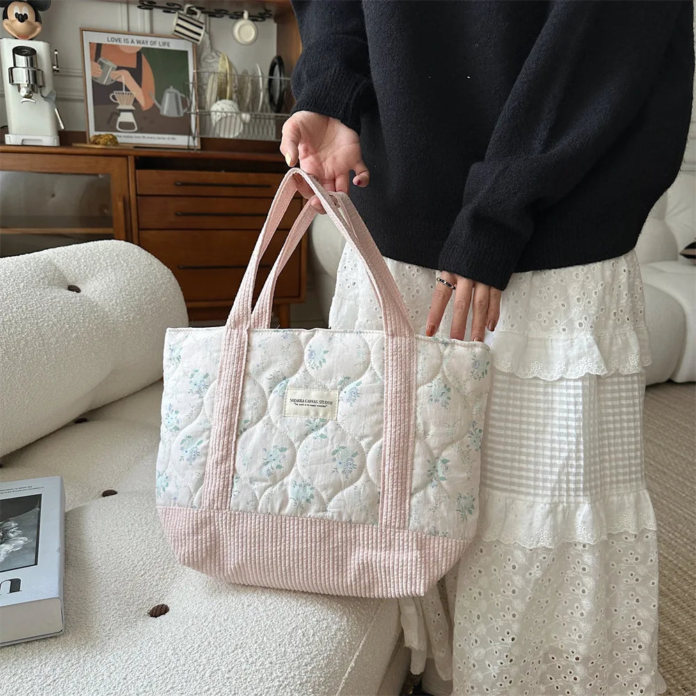 Sweet Floral Women's Bento Handbags Retro Patchwork Ladies Tote Shoulder Bags Retro Flower Female Storage Shopper Bag Purse