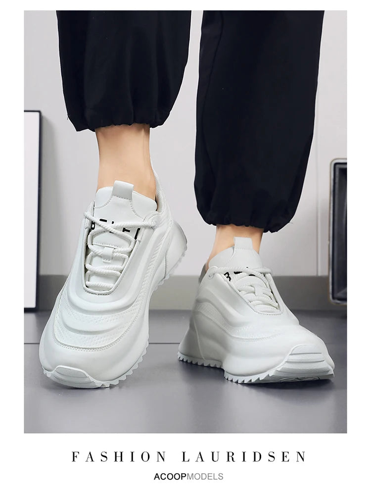 Men's Low-Top Fashionable Color-Blocked Casual Sneakers, with Comfortable Lining, Non-Slip and Wear-Resistant, Height-Increasing Thick Sole, Dual-Purpose Sports and Casual Shoes