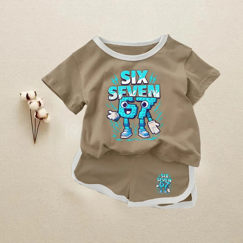 Kids Clothes Sets 2026 Summer Baby Boys Girls 67 Six Seven Short Sleeves T-Shirt+Shorts 2 Piece Outfit Children Casual Tracksuit