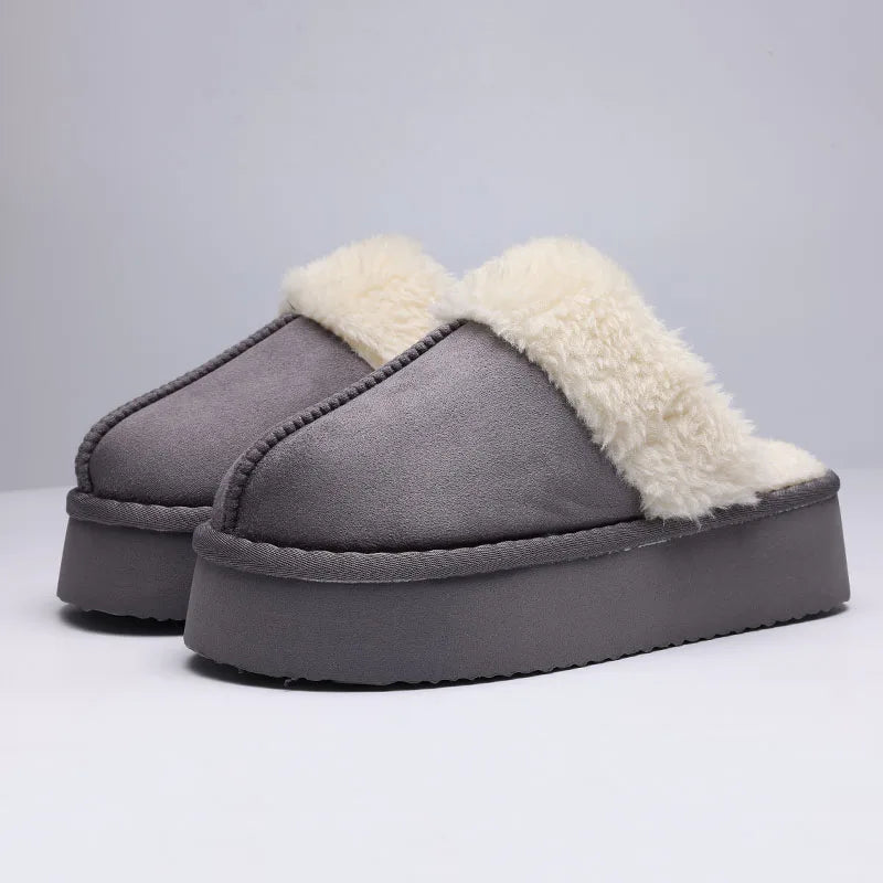 Smile Winter Fluffy Women Fuzzy Slippers Warm Short Plush Non-slip Cozy Soft Cotton Slippers  Indoor Fleece Lined Fur Slippers