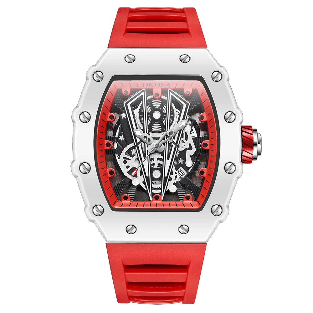 High Quality Men's Watch Quartz ONOLA Fashion Clock Waterproof Silicone Tape Watch for Men