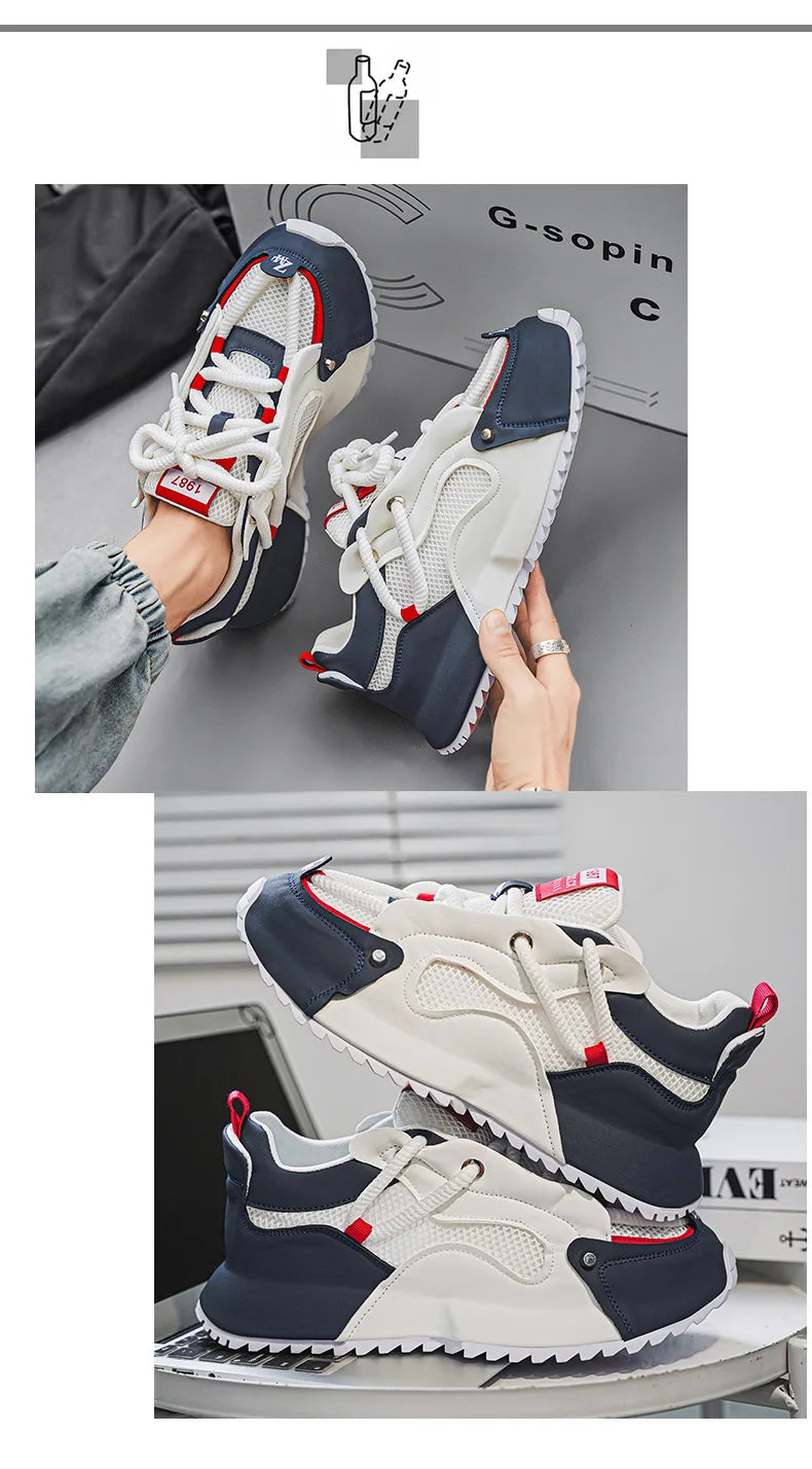 Fashion brand tenis men casual faux leather sneakers male wedged shoes new spring summer breathable trainers man gym run shoes