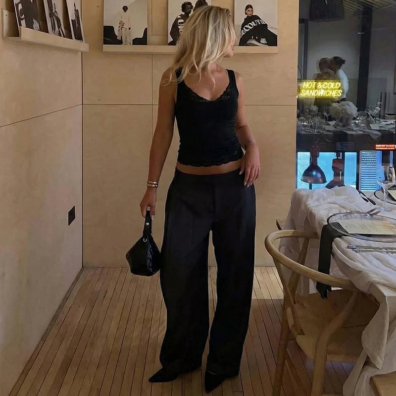 Sexy Lace Versatile Vest Solid Color Spicy Girl Style Short Vest Top Women's Fashion Sexy Y2k Top Party Vacation Summer Outfit