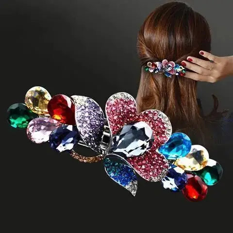 Korean Style Rhinestone Floral Hair Clip Mother Headdress Headpiece Female Hair Accessories Temperament Barrettes Hairpins BAZAARHUBO